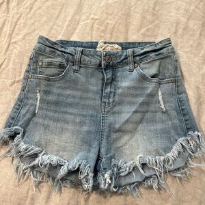 Altar'd State Light Blue Frayed Jean Shorts